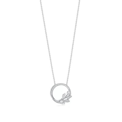[Regalia Jewels]DIAMOND VINE CIRCLE PENDANT PLATINUM NECKLACE