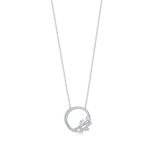 [Regalia Jewels]DIAMOND VINE CIRCLE PENDANT PLATINUM NECKLACE