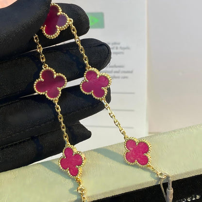 [Regalia Jewelry]CLOVER 5 MOTIFS PINK ENAMEL BRACELET
