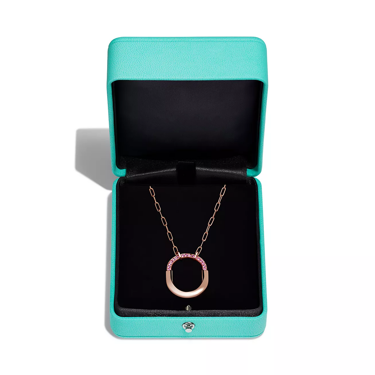 [Regalia Jewels]LOCK MEDIUM PENDANT PINK DIAMOND PINK GOLD NECKLACE