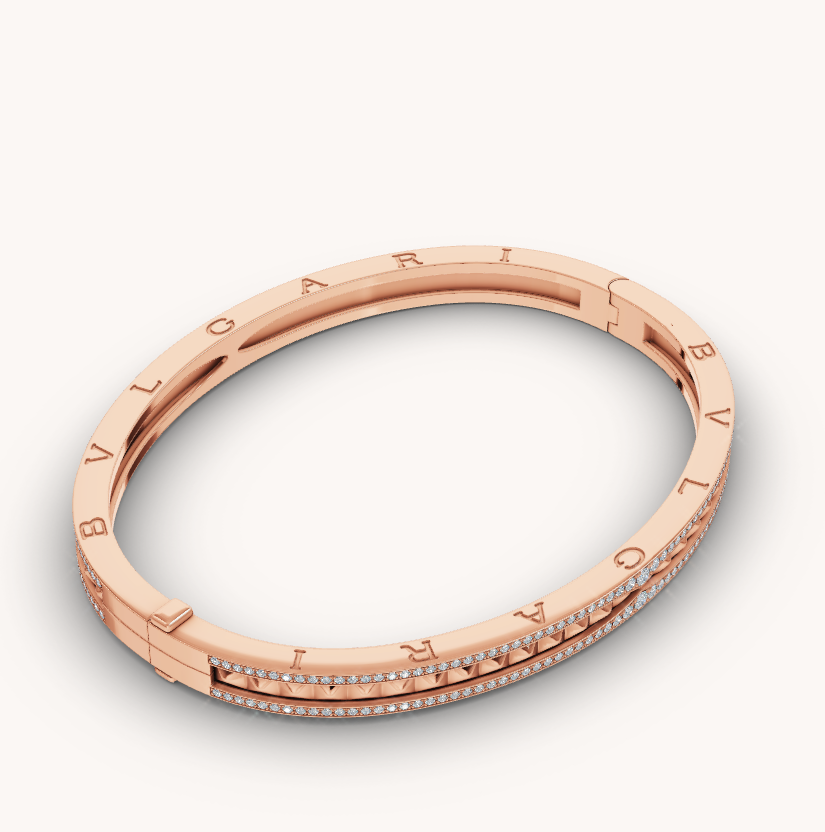 [Regalia Jewelry]ZERO 1 SPIRAL AND PAVED DIAMOND PINK GOLD BRACELET