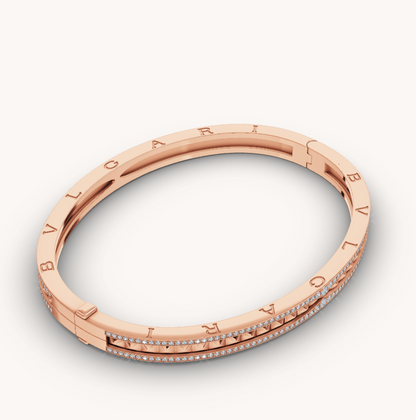 [Regalia Jewelry]ZERO 1 SPIRAL AND PAVED DIAMOND PINK GOLD BRACELET