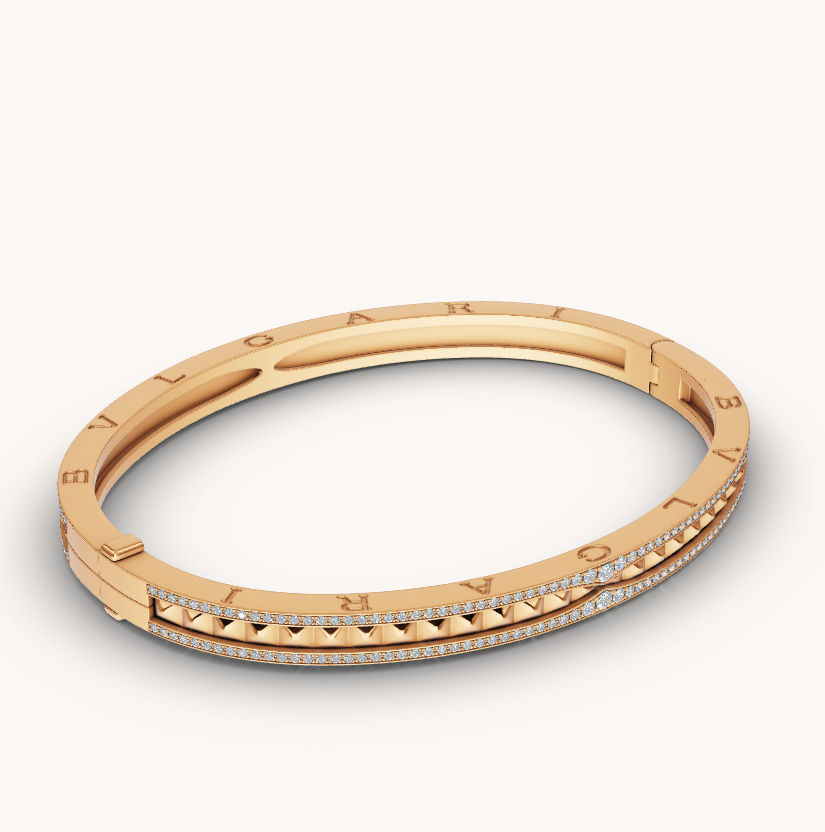 [Regalia Jewelry]ZERO 1 SPIRAL AND PAVED DIAMOND GOLD BRACELET