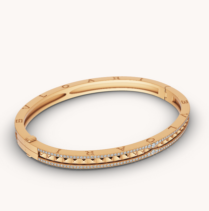 [Regalia Jewelry]ZERO 1 SPIRAL AND PAVED DIAMOND GOLD BRACELET
