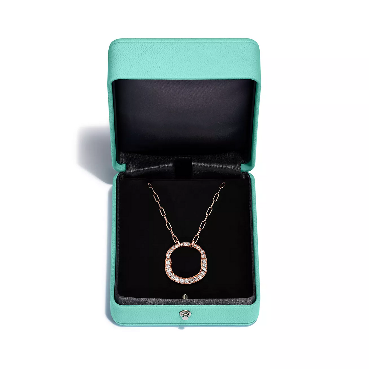 [Regalia Jewels]LOCK NECKLACE MEDIUM PENDANT PINK GOLD PAVED DIAMONDS