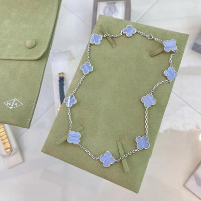 [Regalia Jewelry]CLOVER 10 MOTIFS PURPLE CHALCEDONY NECKLACE