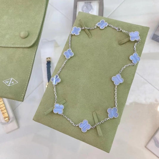 [Regalia Jewelry]CLOVER 10 MOTIFS PURPLE CHALCEDONY NECKLACE