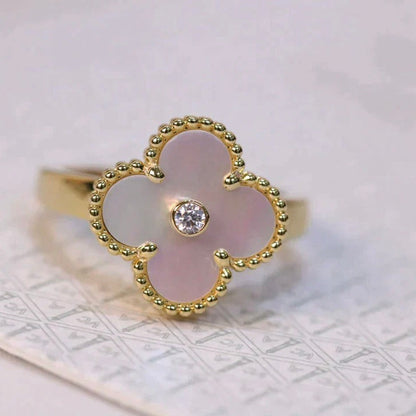 [Regalia Jewelry]CLOVER PINK MOP RING GOLD DIAMOND