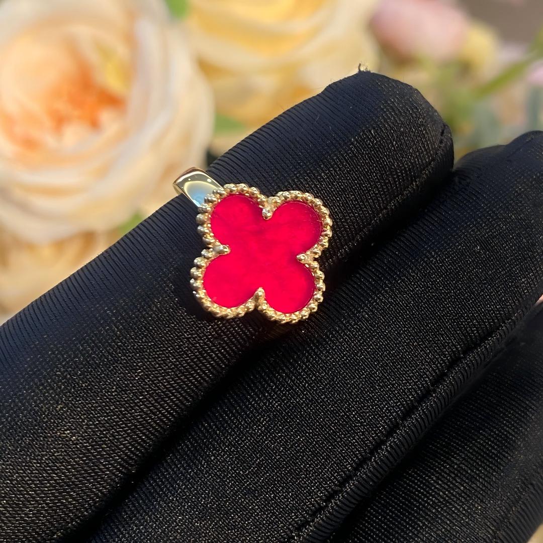 [Regalia Jewelry]NEW CLOVER PINK ENAMEL RINGS