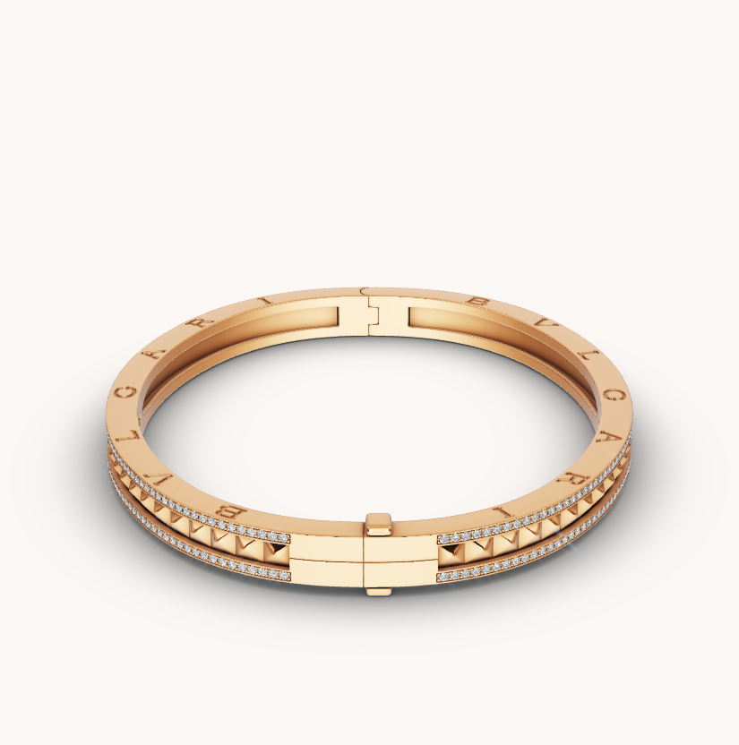 [Regalia Jewelry]ZERO 1 SPIRAL AND PAVED DIAMOND GOLD BRACELET