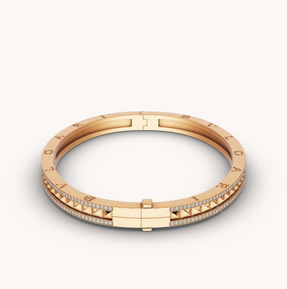 [Regalia Jewelry]ZERO 1 SPIRAL AND PAVED DIAMOND GOLD BRACELET