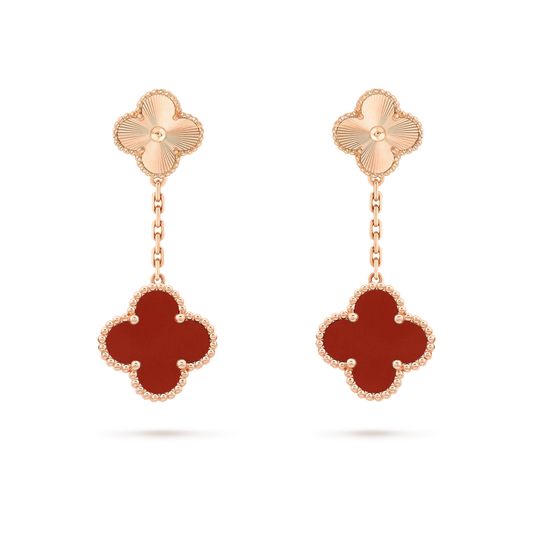 [Regalia Jewelry]CLOVER 2 MOTIF  LASER CARNELIAN EARRINGS