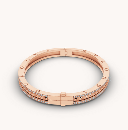 [Regalia Jewelry]ZERO 1 SPIRAL AND PAVED DIAMOND PINK GOLD BRACELET