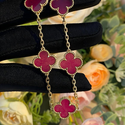 [Regalia Jewelry]CLOVER 5 MOTIFS PINK ENAMEL BRACELET