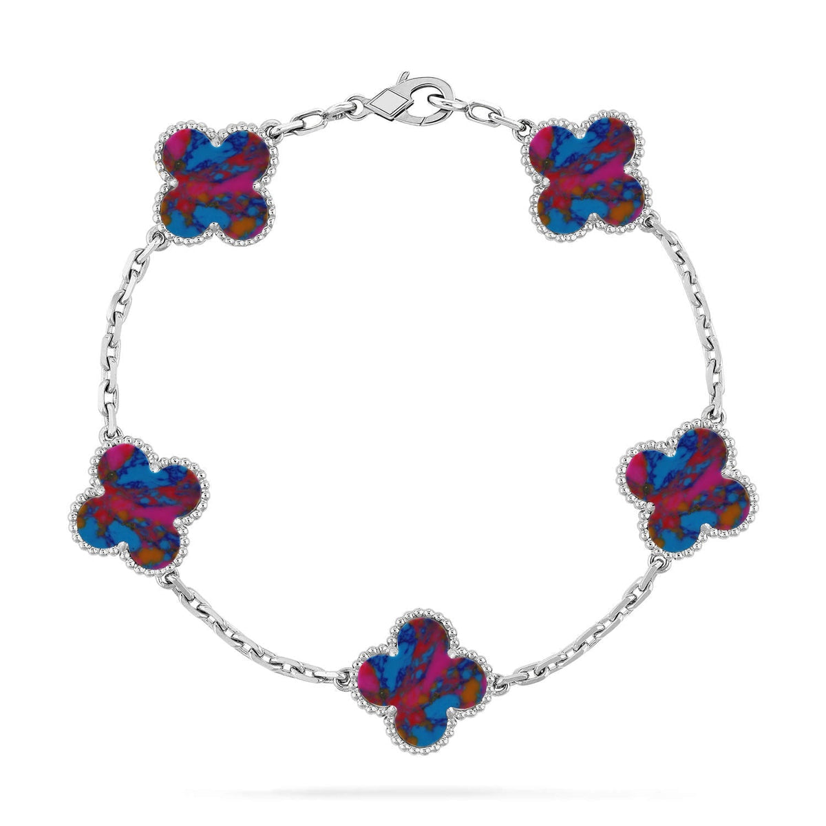 [Regalia Jewelry]CLOVER 5 MOTIF COLOR GEMSTONES BRACELET COLLECTION