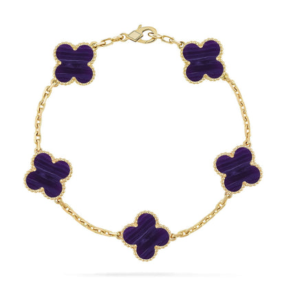 [Regalia Jewelry]CLOVER 5 MOTIF PURPLE STRIPES BRACELET COLLECTION