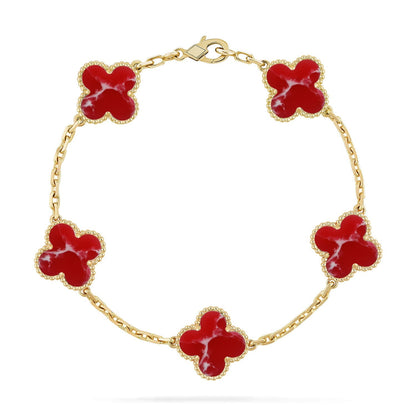 [Regalia Jewelry]CLOVER 5 MOTIF RED PATTERN BRACELET COLLECTION