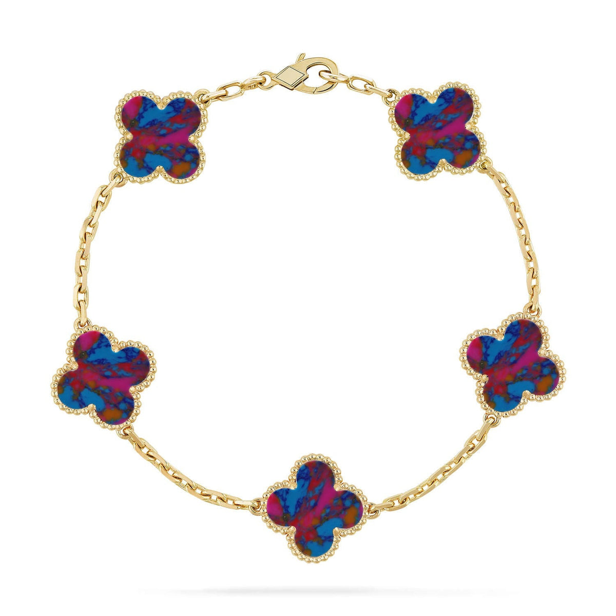 [Regalia Jewelry]CLOVER 5 MOTIF COLOR GEMSTONES BRACELET COLLECTION