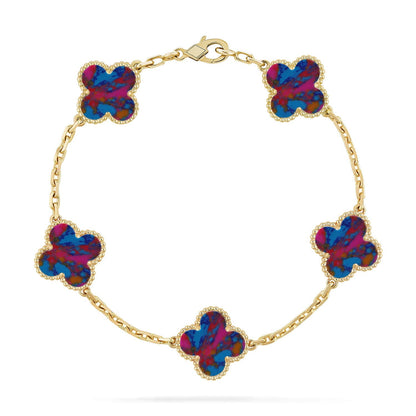 [Regalia Jewelry]CLOVER 5 MOTIF COLOR GEMSTONES BRACELET COLLECTION