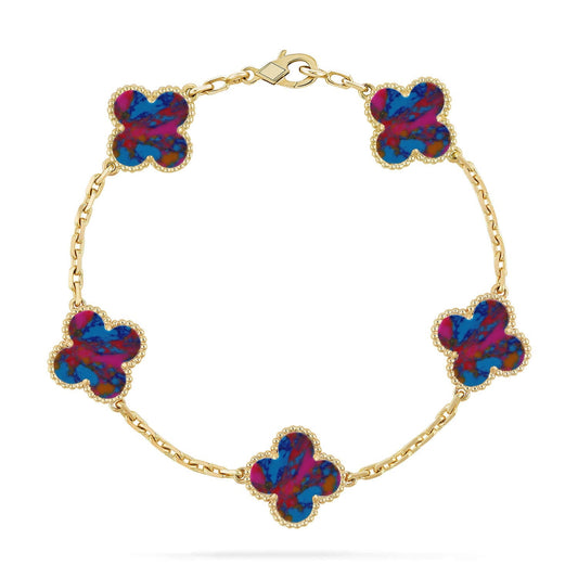 [Regalia Jewelry]CLOVER 5 MOTIF COLOR GEMSTONES BRACELET COLLECTION