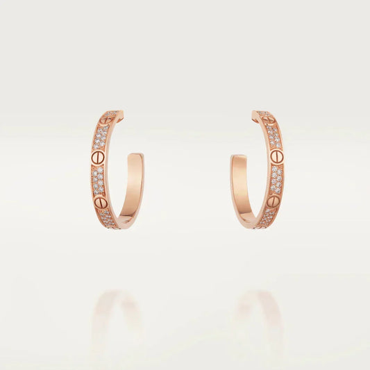 [Regalia Jewelry]LOVE DIAMOND PINK GOLD HOOP EARRINGS