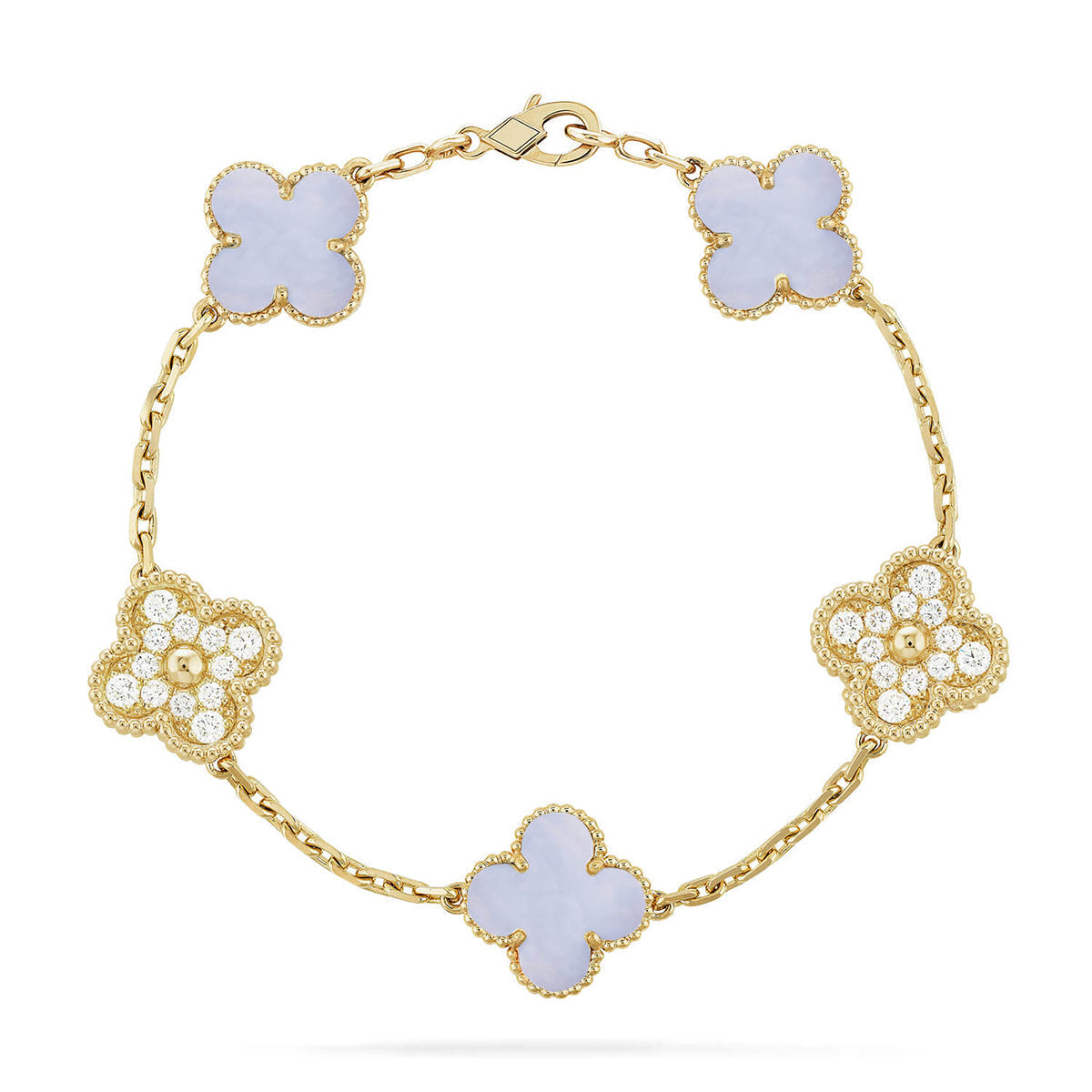 [Regalia Jewelry] CLOVER 5 MOTIF PURPLE CHALCEDONY BRACELET COLLECTION