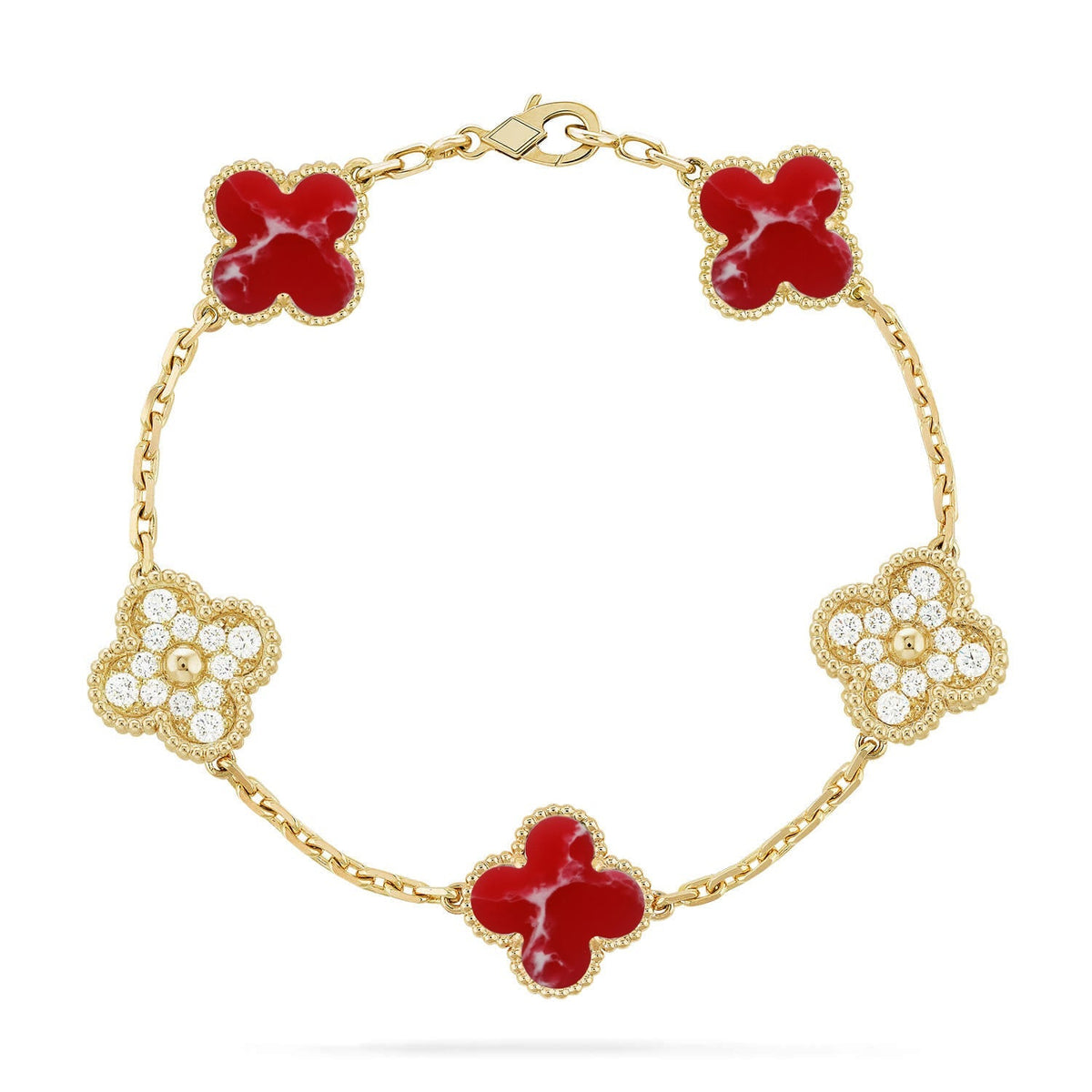 [Regalia Jewelry]CLOVER 5 MOTIF RED PATTERN BRACELET COLLECTION