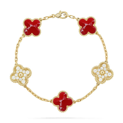 [Regalia Jewelry]CLOVER 5 MOTIF RED PATTERN BRACELET COLLECTION