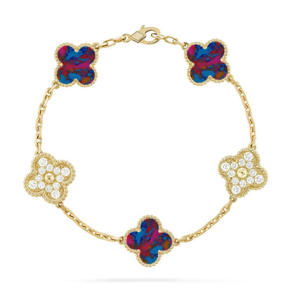 [Regalia Jewelry]CLOVER 5 MOTIF COLOR GEMSTONES BRACELET COLLECTION