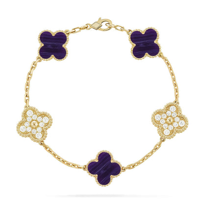 [Regalia Jewelry]CLOVER 5 MOTIF PURPLE STRIPES BRACELET COLLECTION