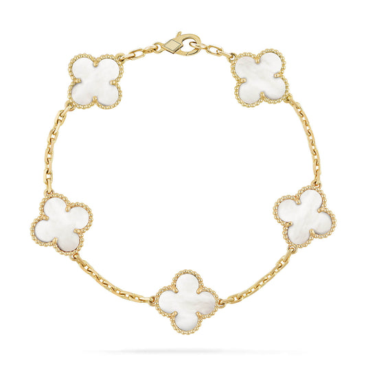 [Regalia Jewelry]CLOVER  5 MOTIF WHITE MOP BRACELET
