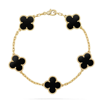 [Regalia Jewelry]CLOVER  5 MOTIFS BLACK ONYX BRACELET