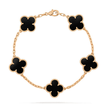 [Regalia Jewelry]CLOVER  5 MOTIFS BLACK ONYX BRACELET
