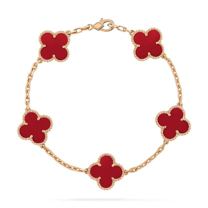[Regalia Jewelry]CLOVER 5 MOTIFS RED AGATE  BRACELET