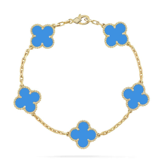 [Regalia Jewelry]CLOVER 5 MOTIFS BLUE AGATE BRACELET
