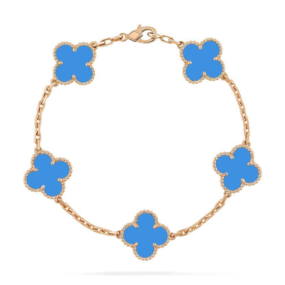 [Regalia Jewelry]CLOVER 5 MOTIFS BLUE AGATE BRACELET