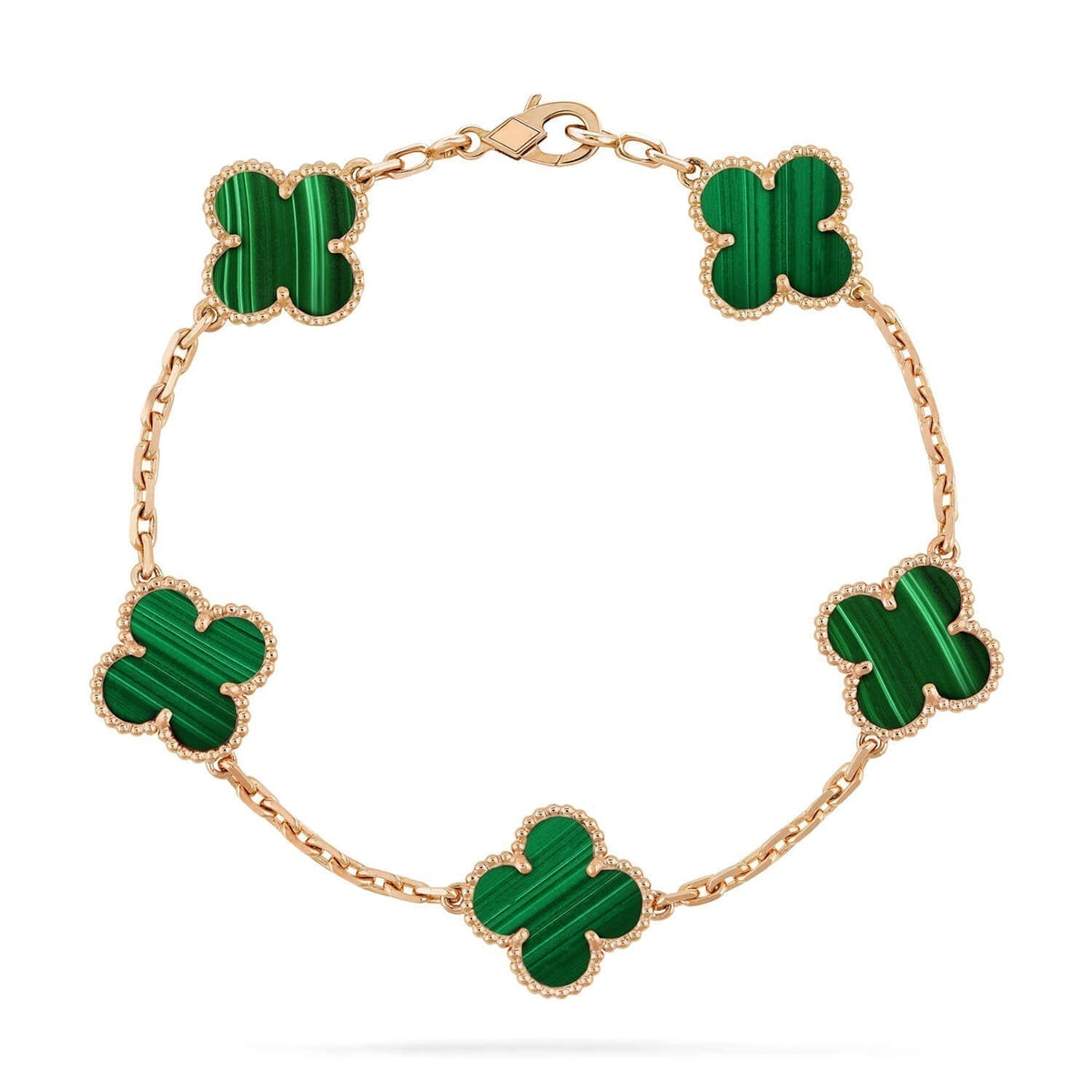 [Regalia Jewelry]CLOVER 5 MOTIFS MALACHITE BRACELET