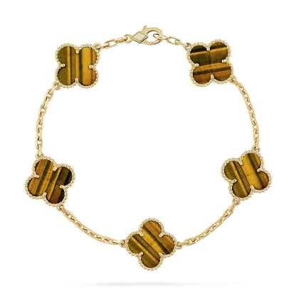 [Regalia Jewelry]CLOVER  5 MOTIFS TIGER EYE BRACELET
