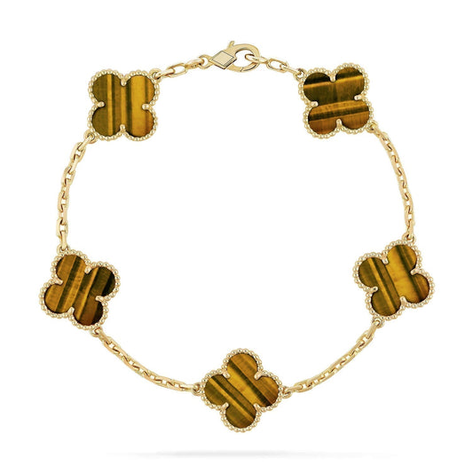 [Regalia Jewelry]CLOVER  5 MOTIFS TIGER EYE BRACELET