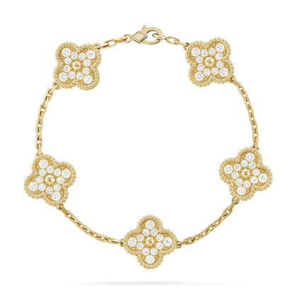 [Regalia Jewelry]CLOVER 5 MOTIFS  FULL DIAMOND BRACELET