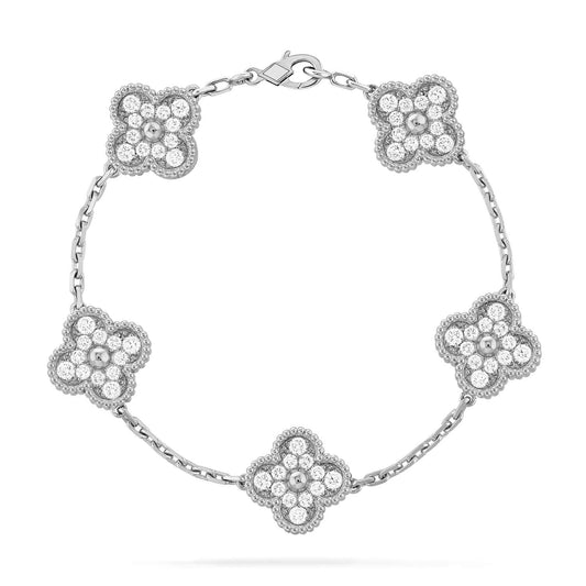 [Regalia Jewelry]CLOVER 5 MOTIFS  DIAMOND BRACELET SILVER