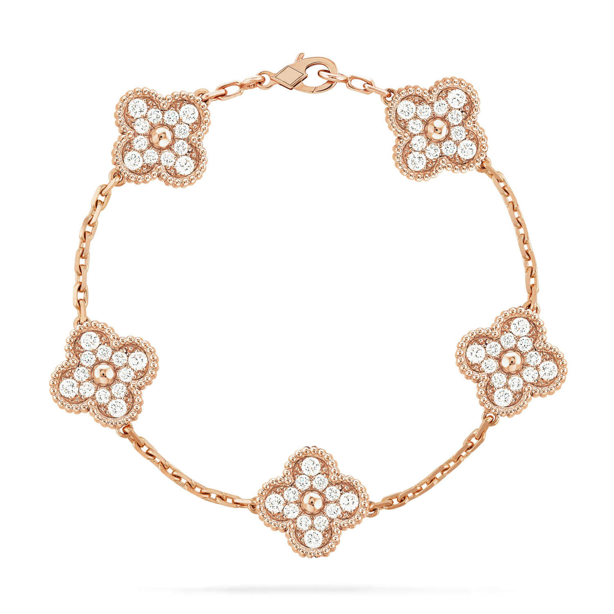 [Regalia Jewelry]CLOVER 5 MOTIFS  FULL DIAMOND BRACELET