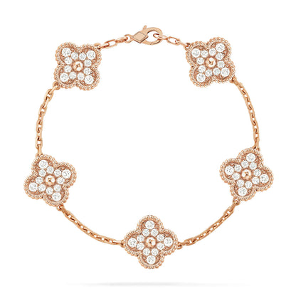 [Regalia Jewelry]CLOVER 5 MOTIFS  FULL DIAMOND BRACELET
