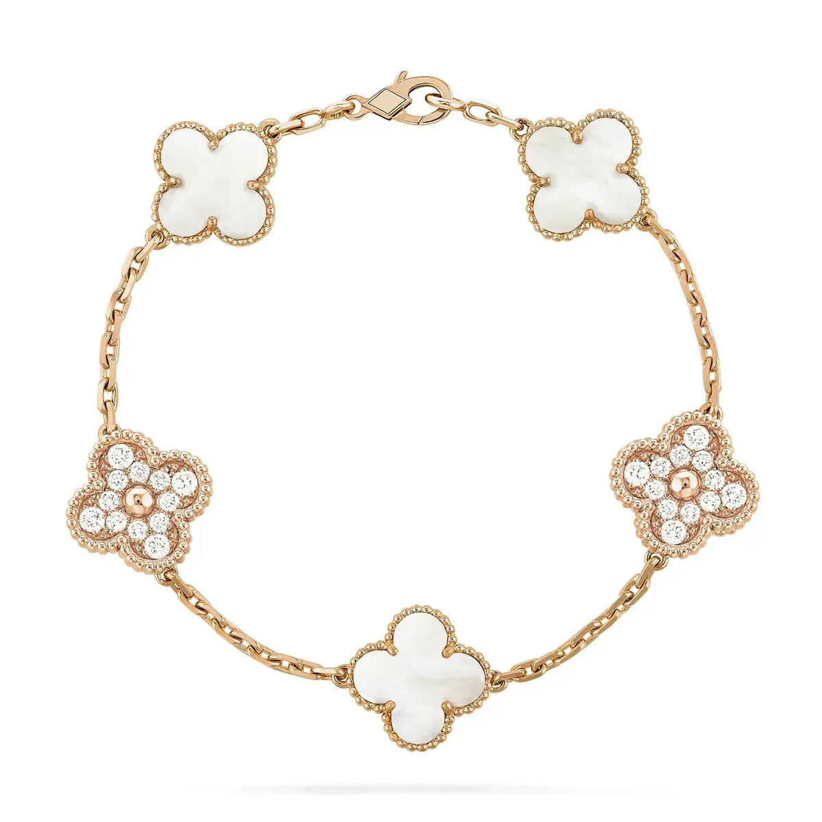 [Regalia Jewelry]CLOVER BRACELET 5 MOTIF WHITE MOP DIAMOND