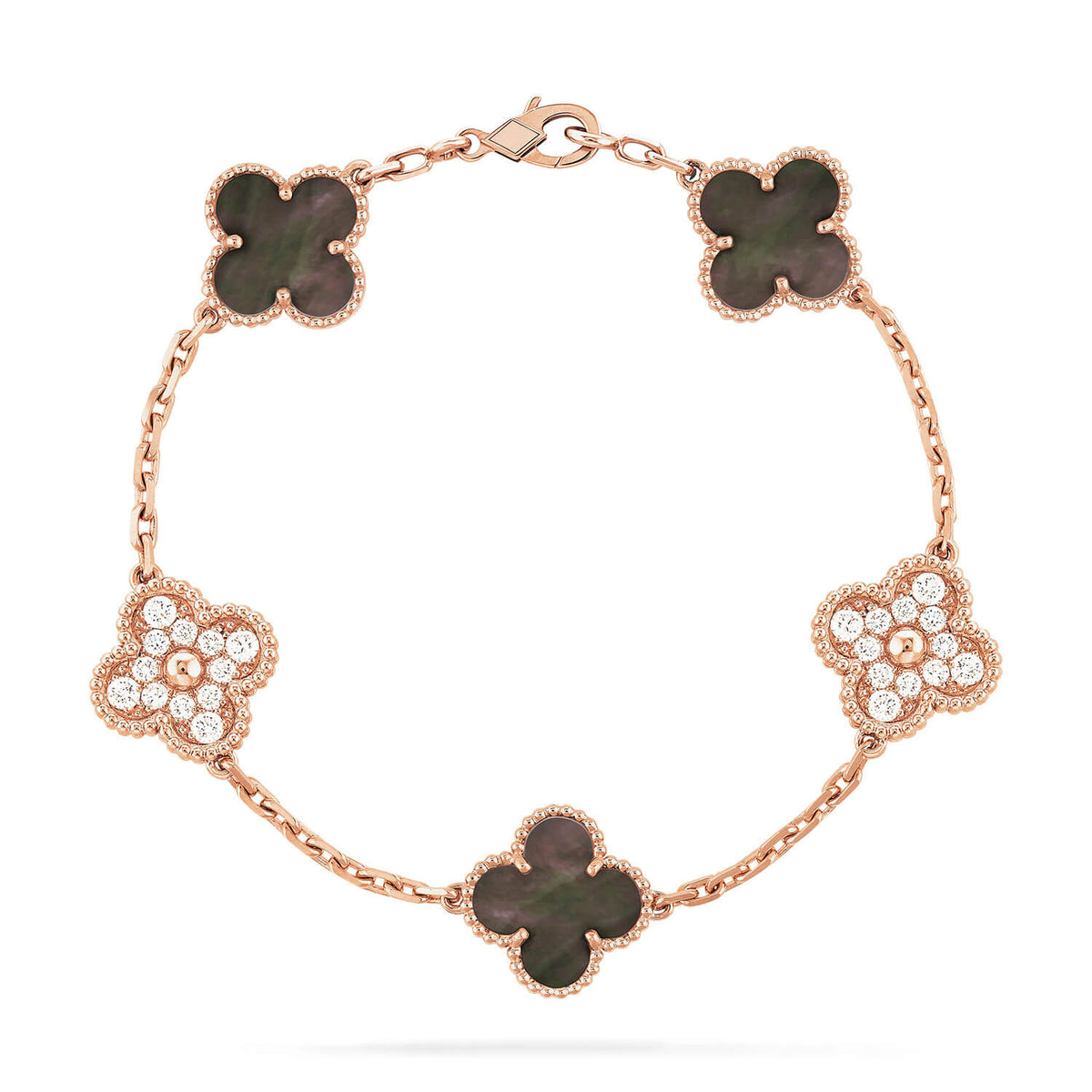 [Regalia Jewelry]CLOVER 5 MOTIF GRAY MOP DIAMOND BRACELET