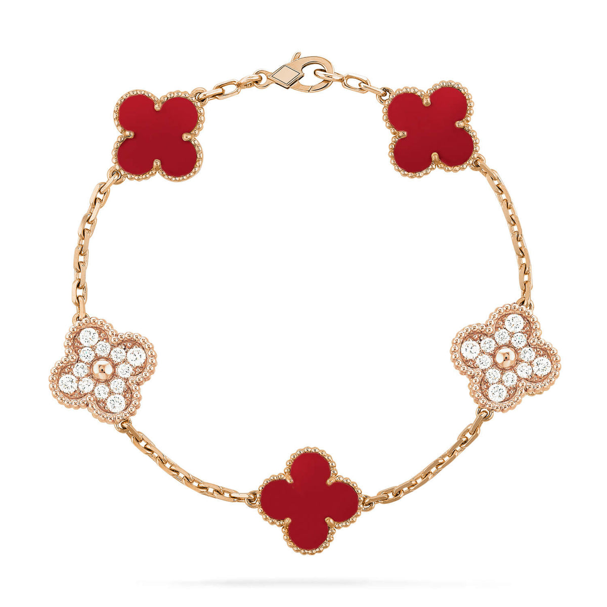 [Regalia Jewelry]CLOVER 5 MOTIFS CARNELIAN DIAMOND BRACELET