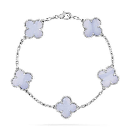 [Regalia Jewelry]CLOVER  5 MOTIF PURPLE CHALCEDONY BRACELET SILVER
