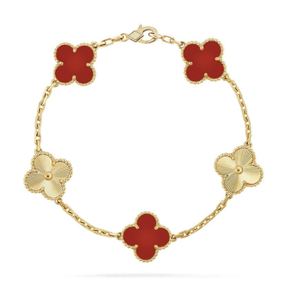 [Regalia Jewelry]CLOVER  5 MOTIFS CARNELIAN GOLD BRACELET