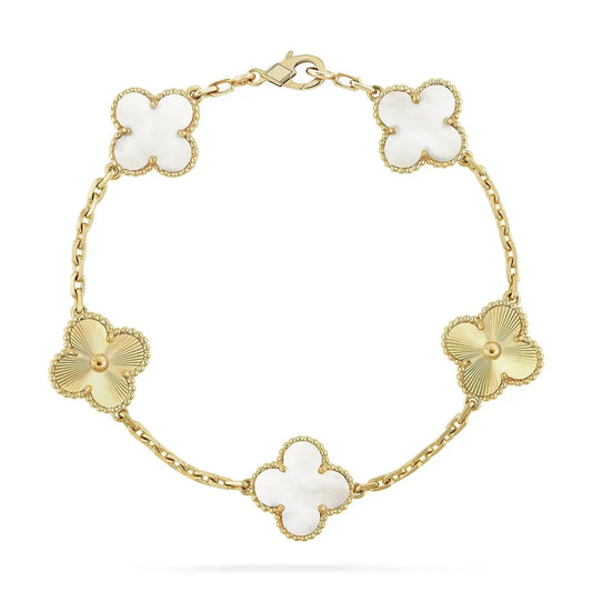 [Regalia Jewelry]CLOVER BRACELET 5 MOTIF WHITE MOP PINK GOLD