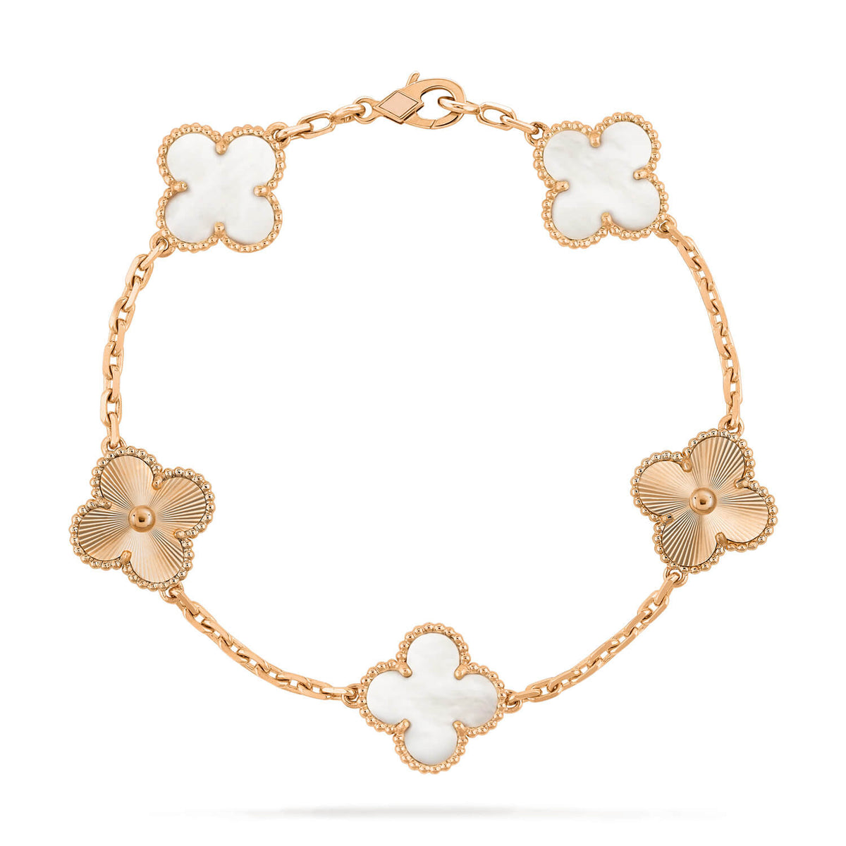 [Regalia Jewelry]CLOVER 5 MOTIF WHITE MOP LASER BRACELET